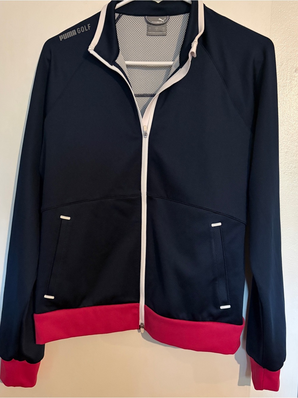 Puma Grey and Navy Branded Polo with White Logo Detail